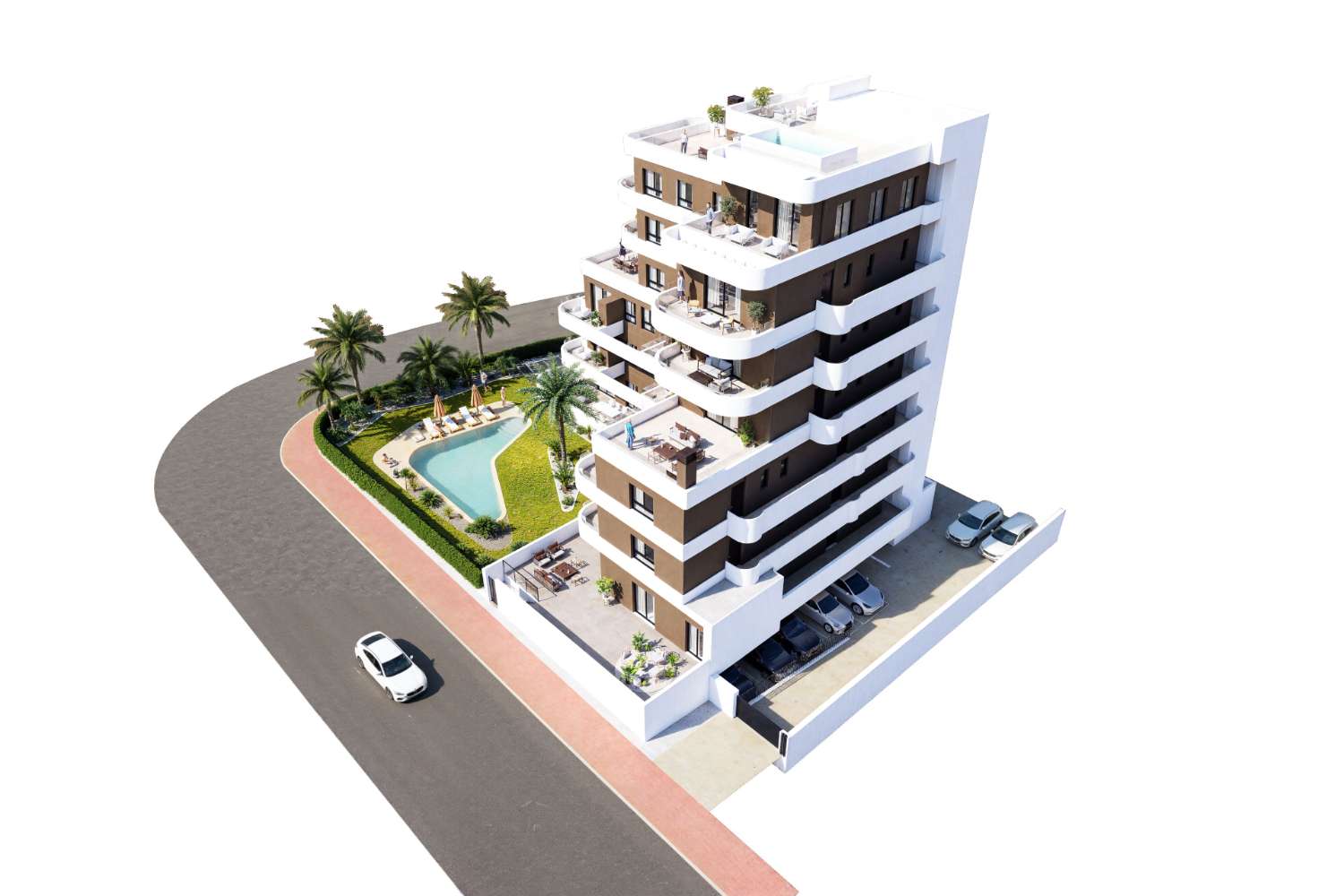 Apartamentos de 2/3 dormitorios con piscina comunitaria en Guardamar del Segura
