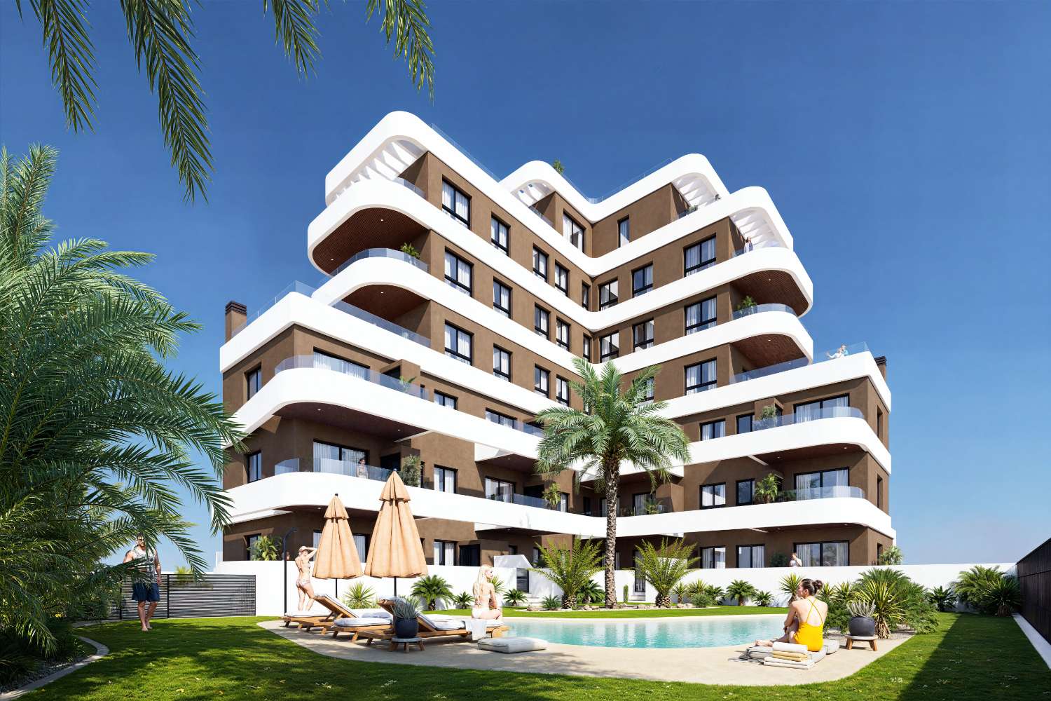 Apartamentos de 2/3 dormitorios con piscina comunitaria en Guardamar del Segura